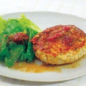 豆腐のハンバーグ 梅にんにくみそソース