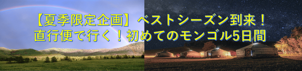 【夏季限定企画】ベストシーズン到来！直行便で行く！初めてのモンゴル5日間